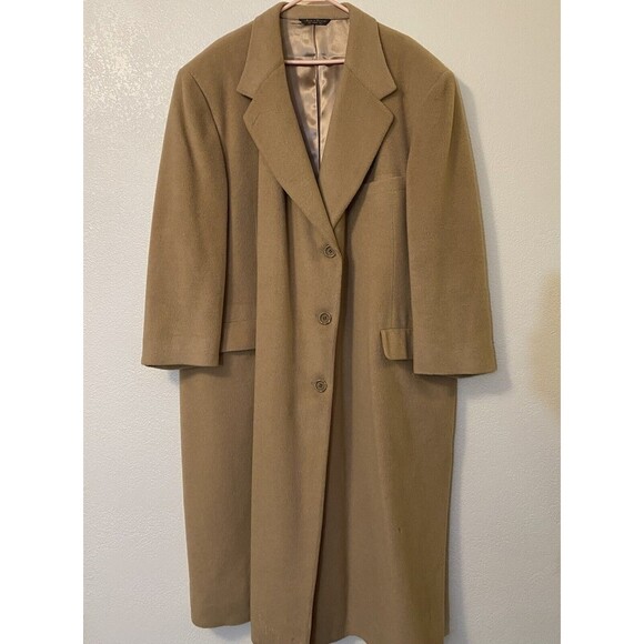 Neiman Marcus Men's Tan Long Overcoat 100% Camel Hair Made In Canada Size 54